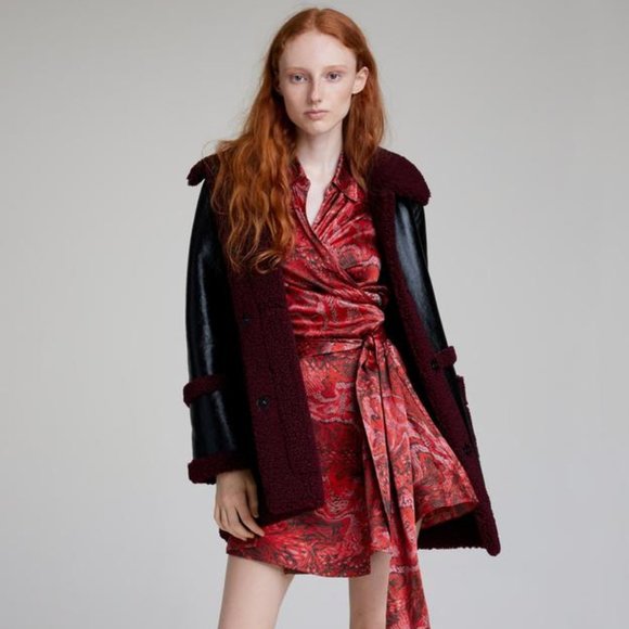 Ganni silk satin Samba red wrap mini dress size XS - Picture 4 of 10